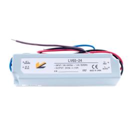 Блок питания для ленты IP 67 пластик 60 W, 24V SWG